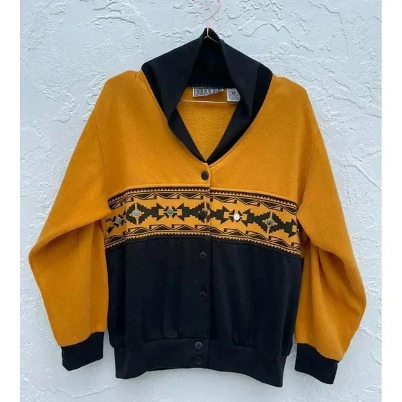 Gitani Collection Mens Long Sleeve Button Down Colorblock Jacket Yellow Black M - Picture 1 of 8